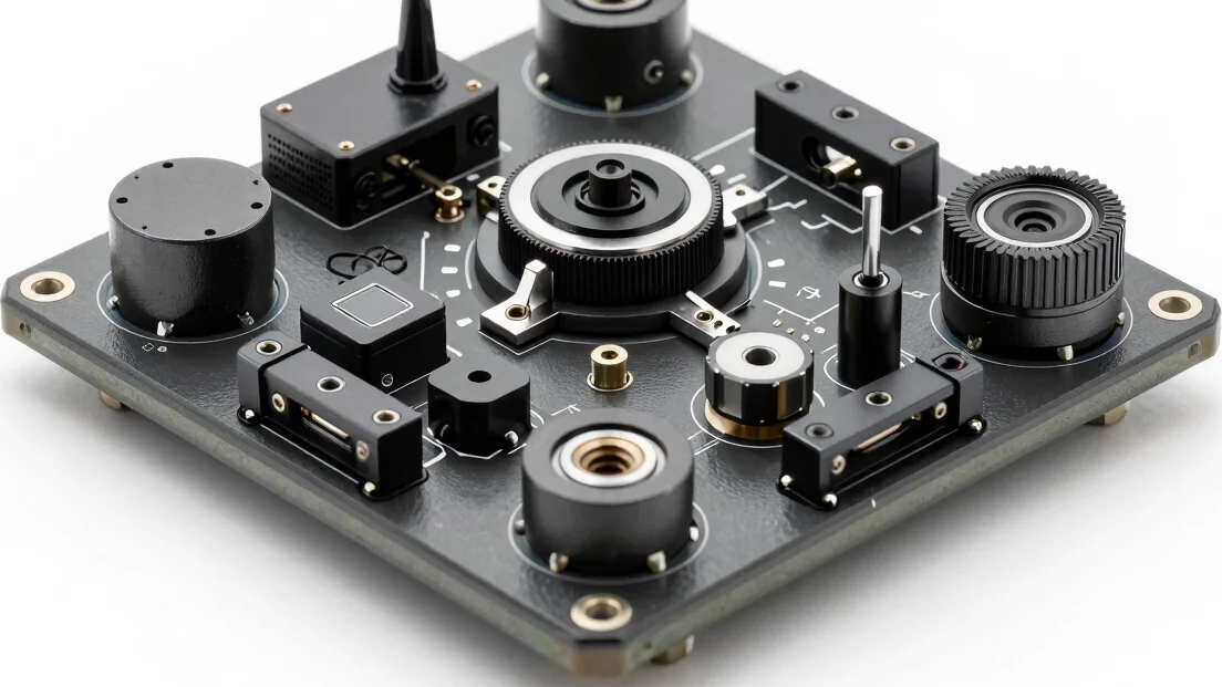 Isometric view of a helicopter autopilot module, industrial hardw